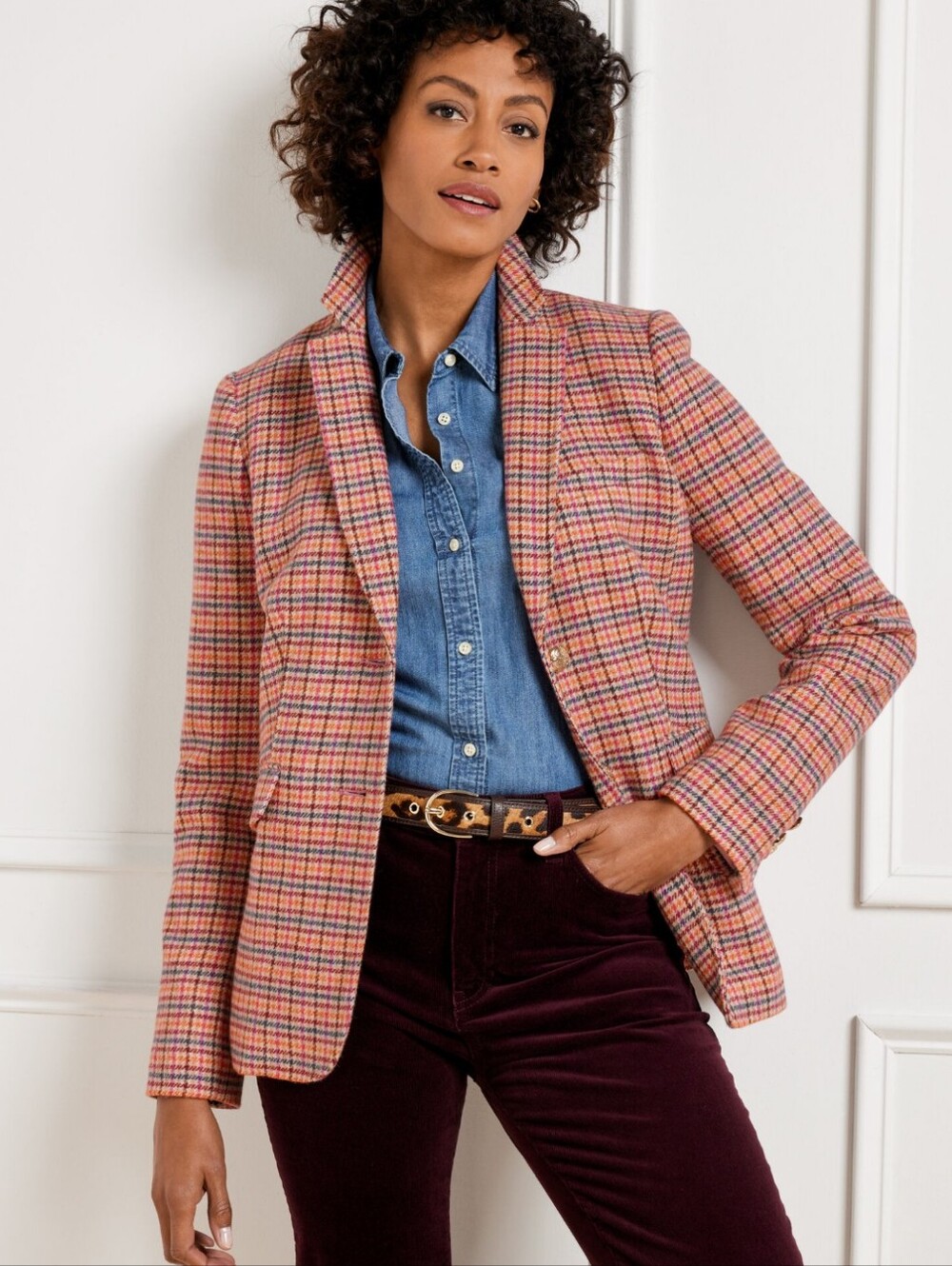 NWT Talbots Classic Shetland Wool Blend Blazer Apple Plaid 2P